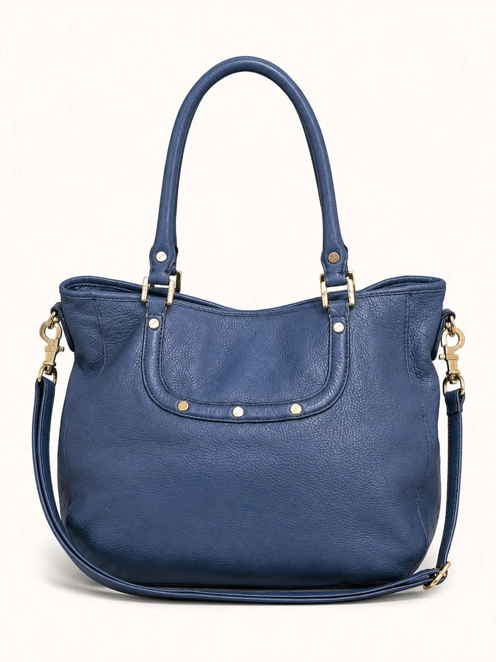 Tory Burch Amanda Classic Handle Blue Leather Hobo Crossbody Bag